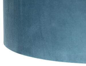 Lampa wisząca regulowana czarna klosz welurowy niebiesko-złoty 35cm - Blitz II Oswietlenie wewnetrzne