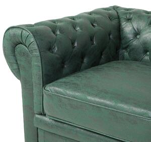 Nowoczesny fotel z ekoskóry tapicerowany pikowany zielony Chesterfield Beliani