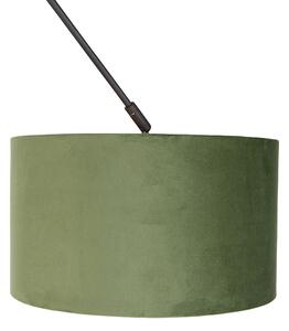 Lampa wisząca regulowana czarna klosz welurowy zielono-złoty 35cm - Blitz I Oswietlenie wewnetrzne