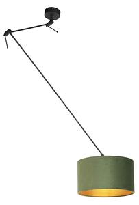 Lampa wisząca regulowana czarna klosz welurowy zielono-złoty 35cm - Blitz I Oswietlenie wewnetrzne