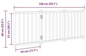 Składana bramka dla psa, 3 panele, czarna, 150 cm, drewniana