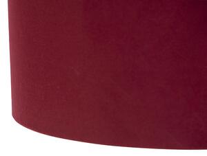 Lampa wisząca regulowana czarna klosz welurowy czerwono-złoty 35cm - Blitz II Oswietlenie wewnetrzne