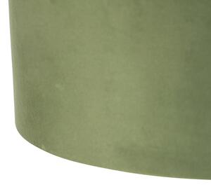Lampa wisząca regulowana czarna klosz welurowy zielono-złoty 35cm - Blitz II Oswietlenie wewnetrzne
