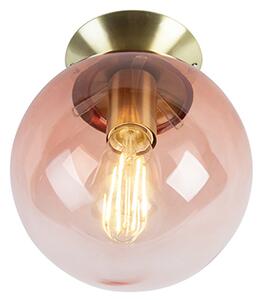 Plafon / Lampy sufitowe art deco mosiądz różowe szkło - Pallon Oswietlenie wewnetrzne