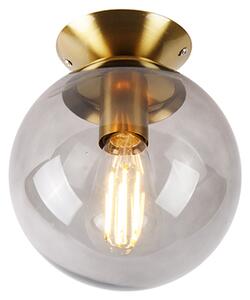 Plafon / Lampy sufitowe art deco mosiądz przydymione szkło - Pallon Oswietlenie wewnetrzne
