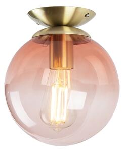 Plafon / Lampy sufitowe art deco mosiądz różowe szkło - Pallon Oswietlenie wewnetrzne