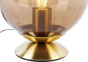 Lampa stołowa art deco mosiądz przydymione szkło - Pallon Oswietlenie wewnetrzne