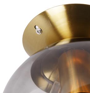 Plafon / Lampy sufitowe art deco mosiądz przydymione szkło - Pallon Oswietlenie wewnetrzne