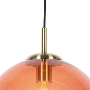 Lampa wisząca art deco mosiądz różowe szkło 33 cm - Pallon Oswietlenie wewnetrzne