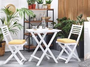 Składany zestaw mebli balkonowych biały 2 krzesła stolik żółte poduchy Fiji Beliani