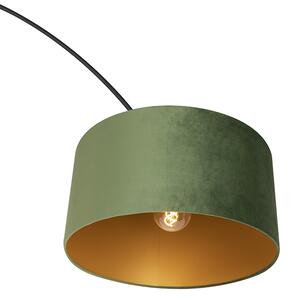 Luk Lampa Arc czarny aksamitny klosz zielony ze złotem 50 cm - XXL Oswietlenie wewnetrzne