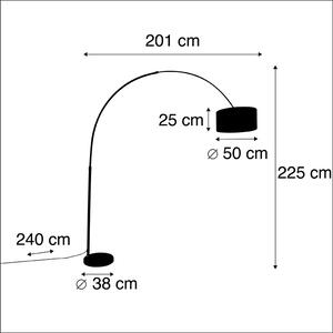Luk Lampa podłogowa łuk czarna klosz welurowy szarobrązowy 50cm - XXL Oswietlenie wewnetrzne