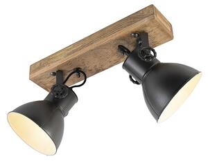 Przemysłowy Reflektorek / Spot / Spotow czarny drewno 2-źródła światła - Mangoes Oswietlenie wewnetrzne