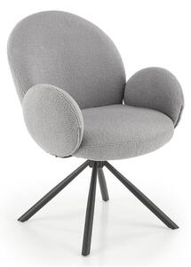 Szare krzesło z podłokietnikami boucle | Umeblowana.com