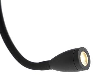 Nowoczesna lampa ścienna czarna 2-punktowa z USB i elastycznym ramieniem - Flero Oswietlenie wewnetrzne