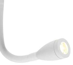 Nowoczesna lampa ścienna biała z USB i elastycznym ramieniem - Flero Oswietlenie wewnetrzne