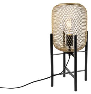 Nowoczesna lampa stołowa czarna ze złotym - Bliss Mesh Oswietlenie wewnetrzne