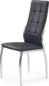 Krzesło do jadalni K-209, obicie z sztucznej skóry, pikowane, wymiary 43x101x54 cm, kolor: czarny
