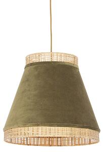 Retro lampa wisząca welur zielona wiklina 45cm - Frills Can Oswietlenie wewnetrzne
