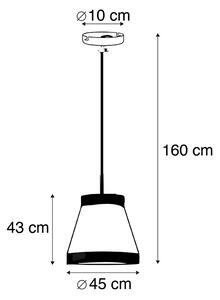 Retro lampa wisząca welur żółta wiklina 45cm - Frills Can Oswietlenie wewnetrzne