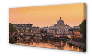 Obraz na płótnie Rzym Zachód słońca mosty rzeka budynki