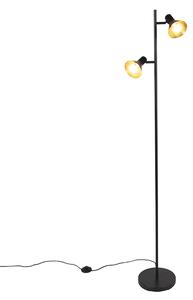 Nowoczesna lampa podłogowa czarna ze złotym 2-źródła światła - Magno Oswietlenie wewnetrzne