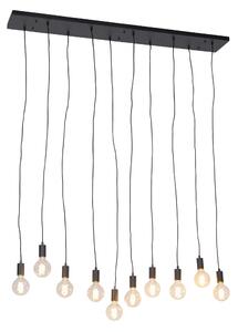 Nowoczesna lampa wisząca czarna 140cm 10-źródeł światła - Facil Oswietlenie wewnetrzne