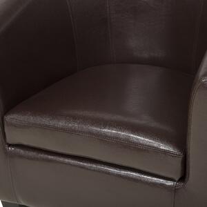Fotel klubowy brązowy ekoskóra nowoczesny kubełkowy czarne nóżki Borwick Beliani