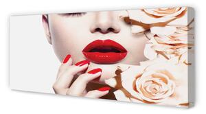 Obraz na płótnie Róże kobieta czerwone usta