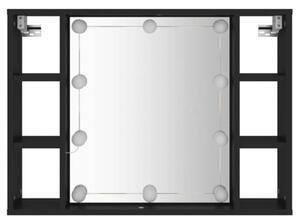 Szafka z lustrem i oÅwietleniem LED, czarna, 76x15x55 cm