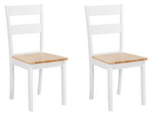 Zestaw 2 krzeseł do jadalni drewniane białe wykończenie do kuchni Georgia Beliani