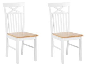 Zestaw 2 krzeseł do jadalni jasne drewno z białym Houston Beliani