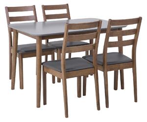 Zestaw mebli do jadalni 4-osobowy stół 4 krzesła ciemne drewno szary Modesto Beliani