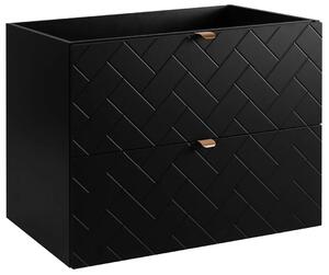 Czarna wisząca szafka umywalkowa z 2 szufladami 80 cm B0-R18