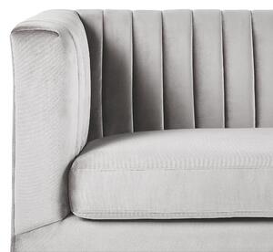 Sofa 3-osobowa jasnoszara tapicerowana welurowa ozdobne przezroczyste nóżki Arvika Beliani