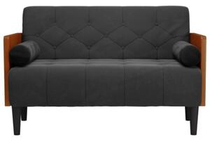 Sofa dwuosobowa z poduszkami waÅkowymi czarna 110 cm aksamit