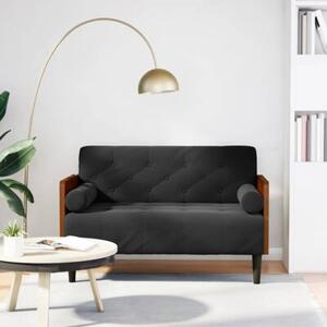 Sofa dwuosobowa z poduszkami waÅkowymi czarna 110 cm aksamit