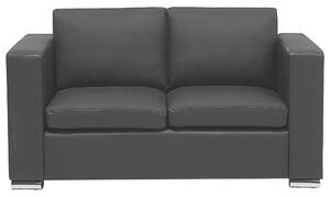 Sofa 2-osobowa czarna skórzana srebrne metalowe nóżki grube poduchy Helsinki Beliani
