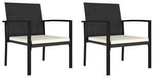 Krzesła ogrodowe, 2 szt., rattan pe, czarne
