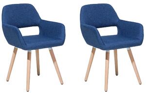 Zestaw 2 krzeseł ciemnoniebieski tapicerowane drewniane nogi do jadalni Chicago Beliani