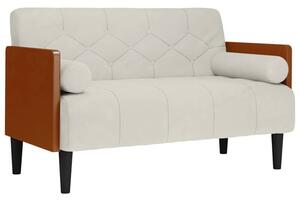 Sofa dwuosobowa z poduszkami w kolorze kremowym 110 cm