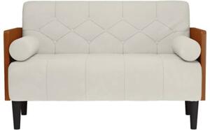 Sofa dwuosobowa z poduszkami w kolorze kremowym 110 cm