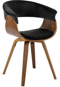 Krzesło Tapicerowane z Drewna Giętego Do Jadalni OHIO 2 Czarne Welurowe Nowoczesne Loft