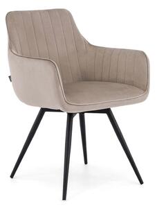 EMWOmeble Krzesło tapicerowane DC-0084-2 ciemny beżowy welur / czarne nogi
