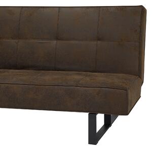Sofa rozkładana brązowa ekoskóra bez podłokietników spanie 3-osobowa Derby Beliani