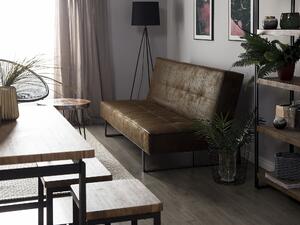 Sofa rozkładana brązowa ekoskóra bez podłokietników spanie 3-osobowa Derby Beliani