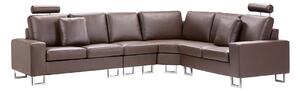 Narożnik prawostronny sofa skórzana regulowane zagłówki brązowy Stockholm Beliani