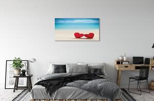 Obraz na płótnie Serca czerwone morze piasek