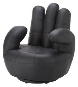 Fotel obrotowy w kształcie dłoni CATCHY z ekoskóry - Czarny