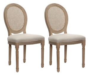 Zestaw2 wyplatanych krzeseł MARIE-ANTOINETTE - Tkanina i drewno kauczukowe - Kolor beżowy
